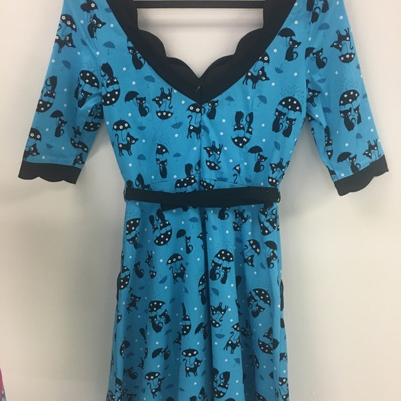 Voodoo Vixen Katnis Flared Cat Dress Blue - Picture 3 of 8